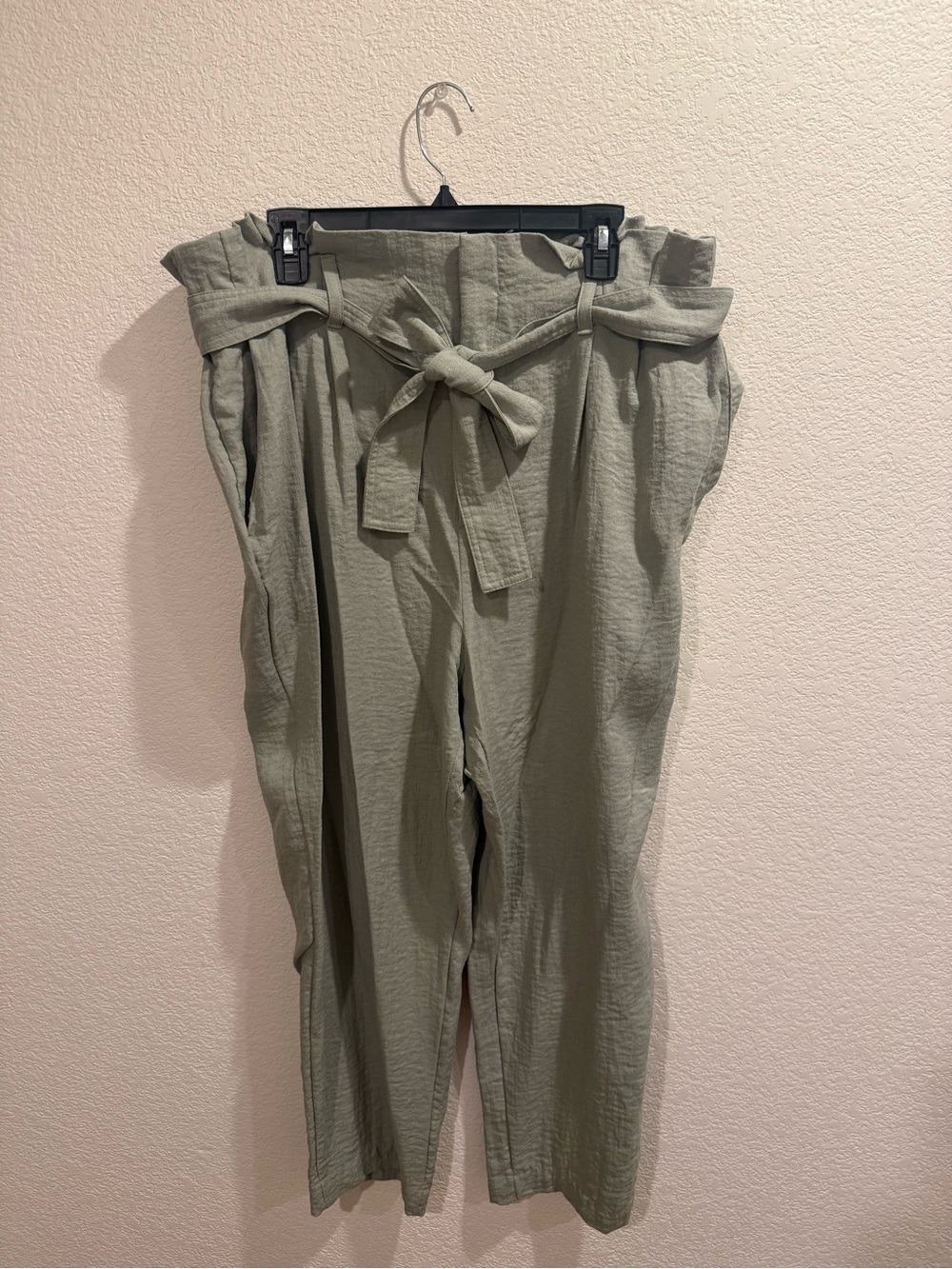a new day Sage Green Paperbag Waist Tie Pants